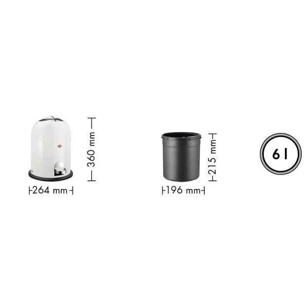Wesco Mini Master White Matt Çöp Kovası - 6 L