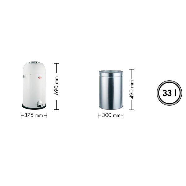 Wesco Kickmaster Red Çöp Kovası - 33 L