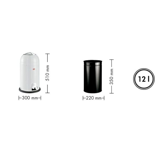 Wesco Kickmaster Jr. White Matt Çöp Kovası - 12 L